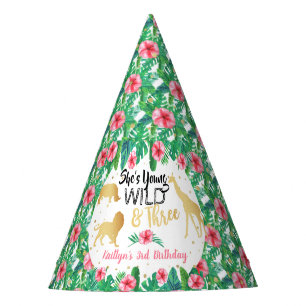 Young Wild & Three Girls Third Birthday Party Hat