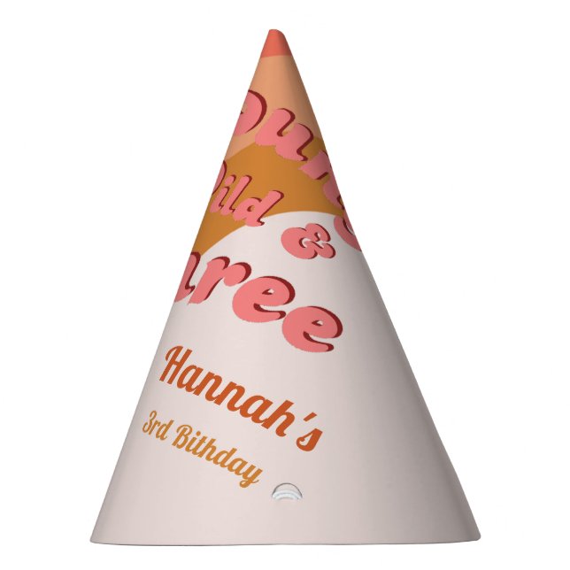 Young wild & Three Groovy daisy 3rd Birthday Party Hat (Right)