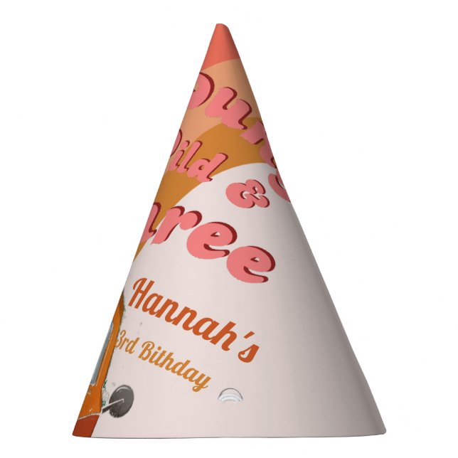 Young wild & Three Groovy daisy 3rd Birthday Party Party Hat (Right)