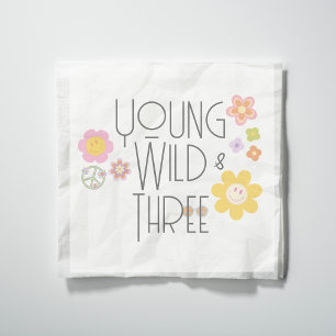 Young, Wild & Three   Kid Birthday Napkin   Smile