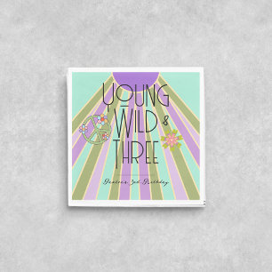 Young, Wild & Three Kid Birthday Napkins Cools