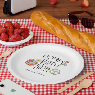 Young, Wild & Three   Kid Birthday Plates   Boho