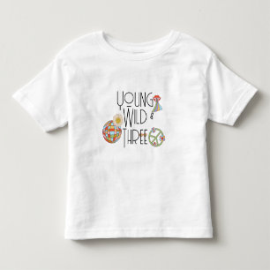 Young, Wild & Three   Kid Birthday T-Shirt   Boho