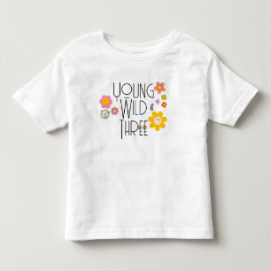 Young, Wild & Three   Kid Birthday T-Shirt   Smile