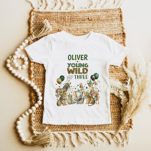 Young Wild & Three Party Animals Boy 3rd Birthday Baby T-Shirt