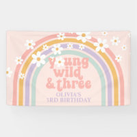 Young Wild Three Pastel rainbow 3RD birthday