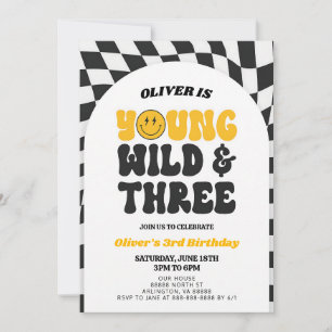 Young Wild & Three Retro Arch Boy Birthday Invitation