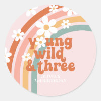 Young Wild Three Retro rainbow 3rd birthday