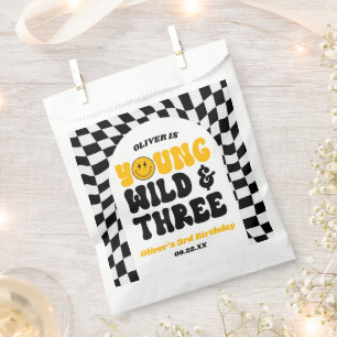 Young Wild & Three Retro Third 3rd Birthday Party Favour Bags
