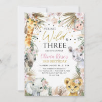 Young, Wild & Three Safari 3rd Birthday Animals