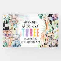 Young, Wild & Three Safari Animals 3rd Birthday