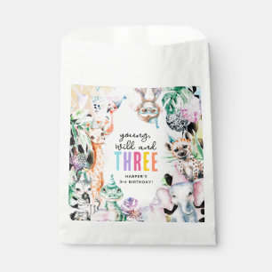 Young Wild & Three Safari Animals 3rd Birthday Favour Bags