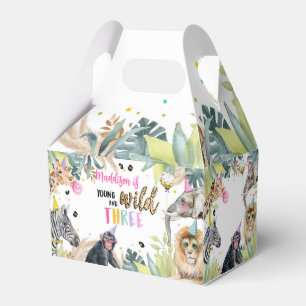 Young Wild Three Safari Party Animals 3rd Birthday Favour Box