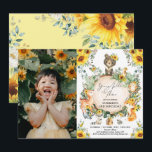 Young Wild & Three Sunflower Woodland Birthday Invitation<br><div class="desc">Celebrate your little wild one turning 3 with this whimsical sunflower / woodland themed birthday invitation. The design features a group of adorable forest friends (deer,  bear,  racoon,  fox,  owl,  bunny,  skunk ) and lush watercolor greenery & rustic sunflowers.</div>