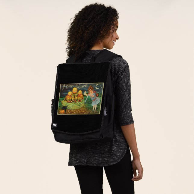 Young Witch's Brew: Pumpkin Men on Magick Altar Backpack (Worn)