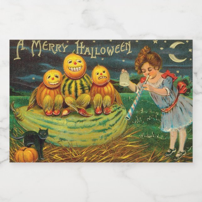 Young Witch's Brew: Pumpkin Men on Magick Altar Food Label (Single Label)