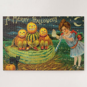 Young Witch's Brew: Pumpkin Men on Magick Altar Jigsaw Puzzle