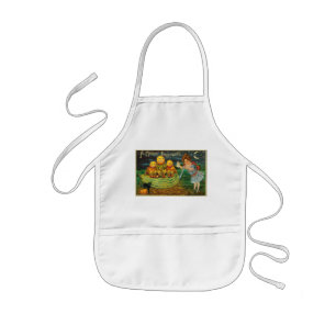 Young Witch's Brew: Pumpkin Men on Magick Altar Kids Apron