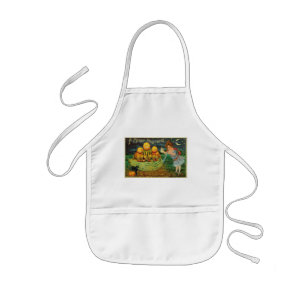Young Witch's Brew: Pumpkin Men on Magick Altar Kids Apron