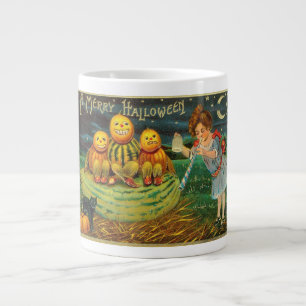 Young Witch's Brew: Pumpkin Men on Magick Altar Large Coffee Mug