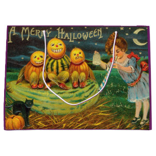 Young Witch's Brew: Pumpkin Men on Magick Altar Large Gift Bag