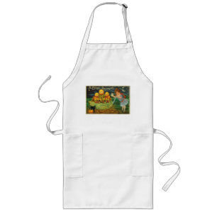 Young Witch's Brew: Pumpkin Men on Magick Altar Long Apron
