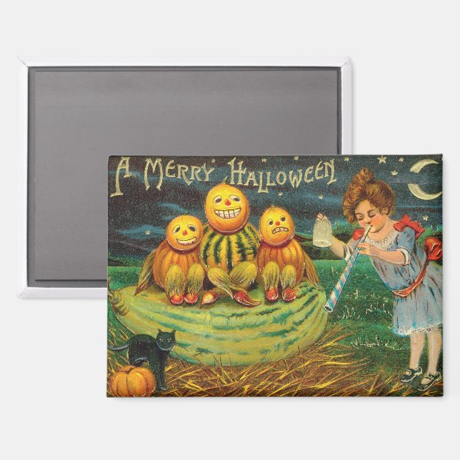 Young Witch's Brew: Pumpkin Men on Magick Altar Magnet (Front/Back)