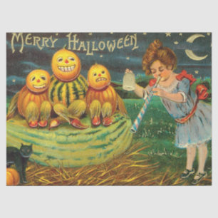 Young Witch's Brew: Pumpkin Men on Magick Altar Tissue Paper