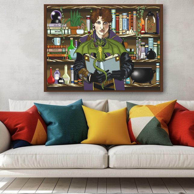 Young Wizard Fantasy Library Books Dragon Canvas Print (Creator Uploaded)