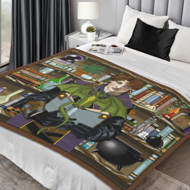 Young Wizard Fantasy Library Books Dragon Fleece Blanket (Creator Uploaded)