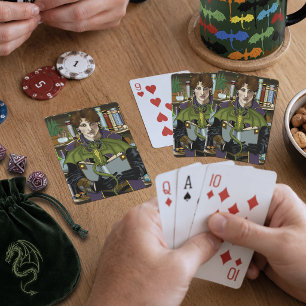Young Wizard Fantasy Library Books Dragon Playing Cards