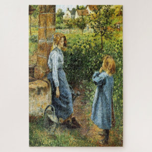 Young Woman and Child at the Well 1882 by Pissarro Jigsaw Puzzle