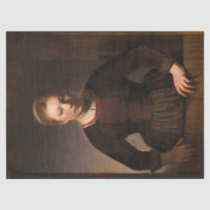 Young Woman at an Open Half-Door by Rembrand Tissue Paper