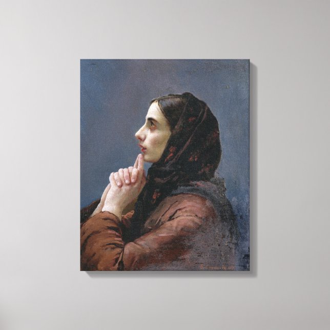 Young Woman at Prayer, 1879 (oil on canvas) Canvas Print (Front)