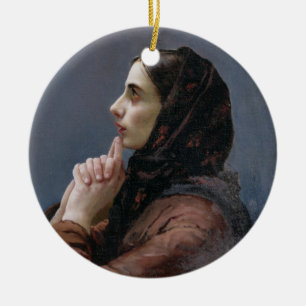 Young Woman at Prayer, 1879 (oil on canvas) Ceramic Tree Decoration