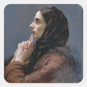 Young Woman at Prayer, 1879 (oil on canvas) Square Sticker