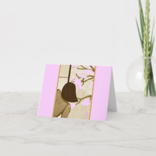 Young Woman at Shoji Screen SPRING Blank Note Card