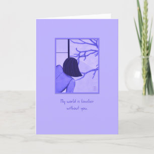 Young Woman at Shoji Screen The World is Lonelier  Card