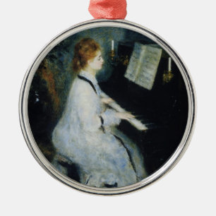 Young Woman at the Piano by Renoir Metal Tree Decoration