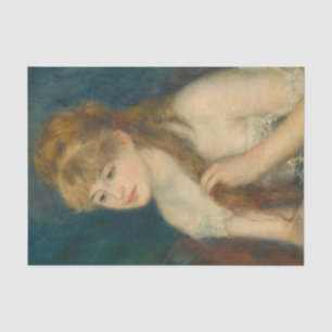 Young Woman Braiding Her Hair by Renoir Tissue Paper