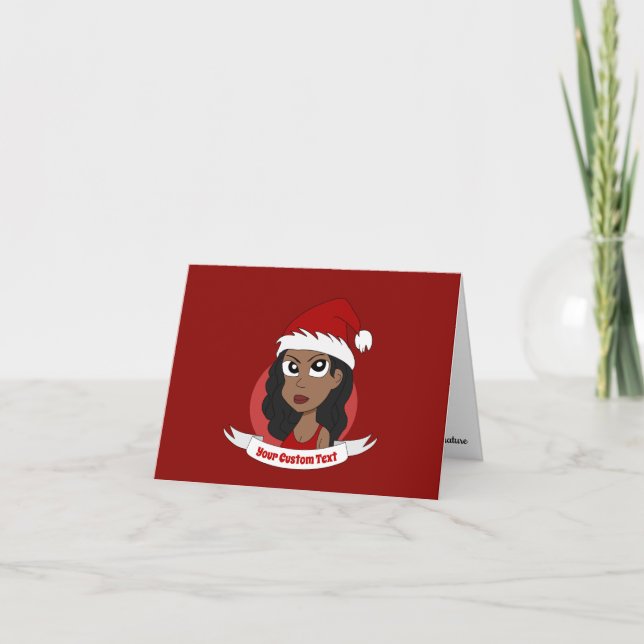 Young woman Christmas cartoon Card (Front)