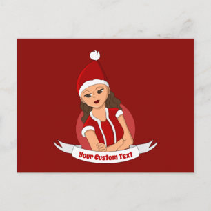 Young woman Christmas cartoon Postcard