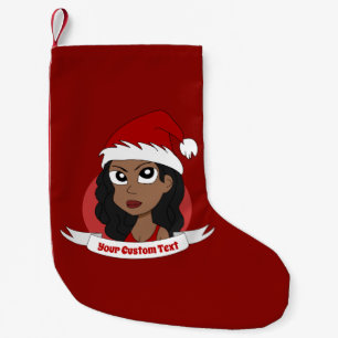 Young woman Christmas cartoon Small Christmas Stocking