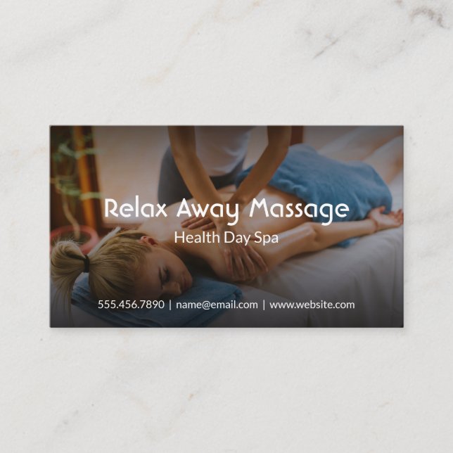 Young Woman Getting Shoulder Massage Business Card (Front)