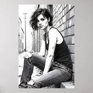 Young woman grumbles in the mists poster