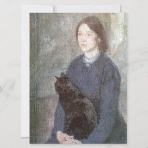 Young Woman Holding a Black Cat (by Gwen John) Card