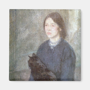 Young Woman Holding a Black Cat (by Gwen John) Magnet