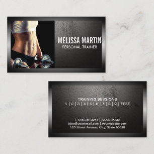 Young Woman Holding Dumbbells   Fitness Business Card