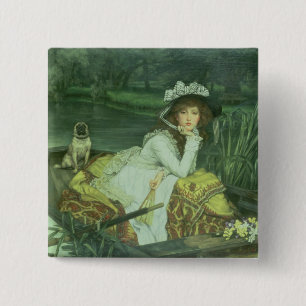 Young Woman in a Boat, or Reflections, c.1870 (oil 15 Cm Square Badge
