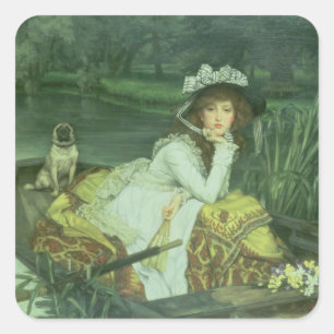 Young Woman in a Boat, or Reflections, c.1870 (oil Square Sticker